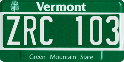 VT license plate ZRC103