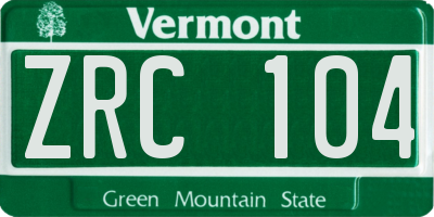 VT license plate ZRC104