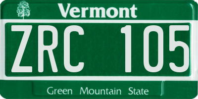 VT license plate ZRC105