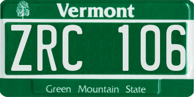 VT license plate ZRC106