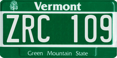 VT license plate ZRC109
