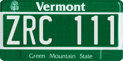 VT license plate ZRC111