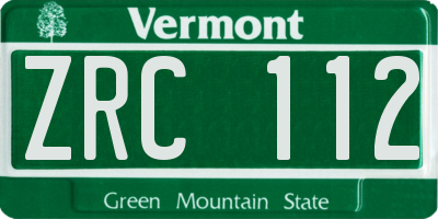 VT license plate ZRC112