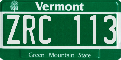 VT license plate ZRC113