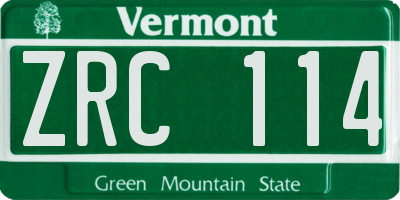 VT license plate ZRC114