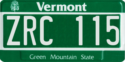 VT license plate ZRC115