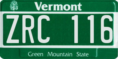 VT license plate ZRC116