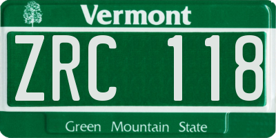 VT license plate ZRC118