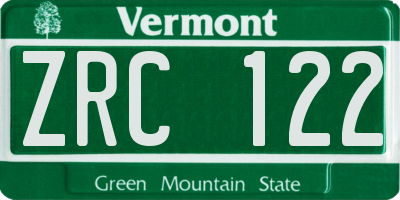VT license plate ZRC122