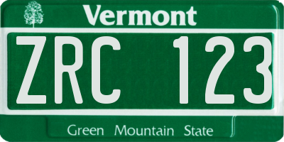 VT license plate ZRC123