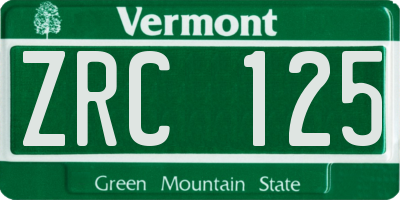 VT license plate ZRC125