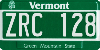 VT license plate ZRC128