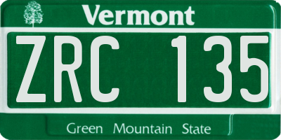 VT license plate ZRC135