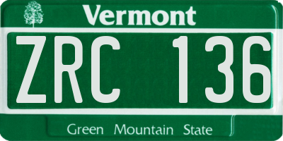 VT license plate ZRC136