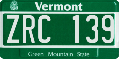 VT license plate ZRC139