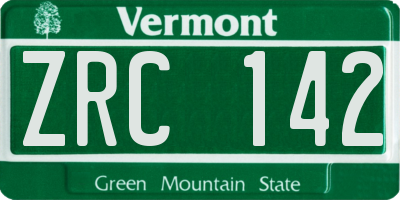 VT license plate ZRC142