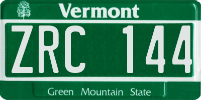 VT license plate ZRC144