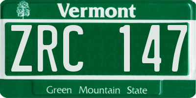 VT license plate ZRC147