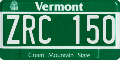 VT license plate ZRC150