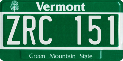 VT license plate ZRC151