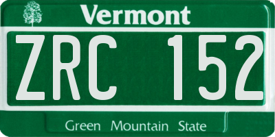 VT license plate ZRC152