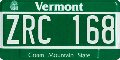 VT license plate ZRC168