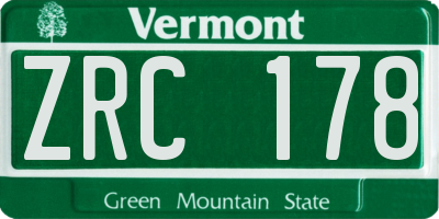 VT license plate ZRC178