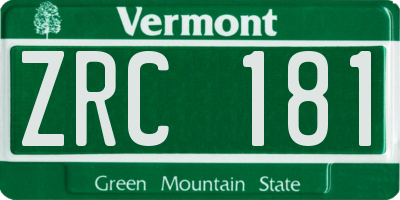 VT license plate ZRC181