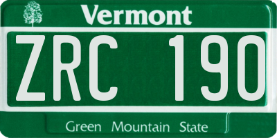 VT license plate ZRC190