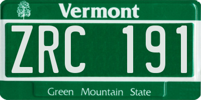 VT license plate ZRC191