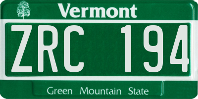 VT license plate ZRC194