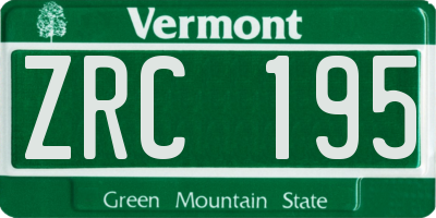 VT license plate ZRC195