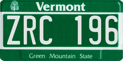 VT license plate ZRC196