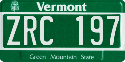 VT license plate ZRC197