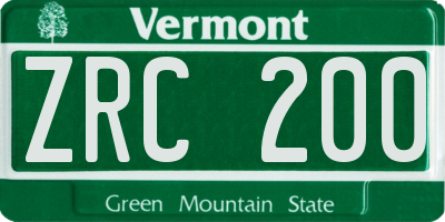 VT license plate ZRC200
