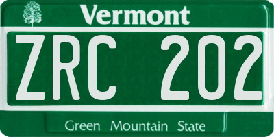 VT license plate ZRC202