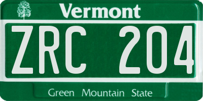 VT license plate ZRC204
