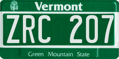 VT license plate ZRC207