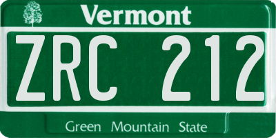 VT license plate ZRC212