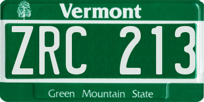 VT license plate ZRC213