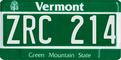 VT license plate ZRC214