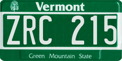 VT license plate ZRC215