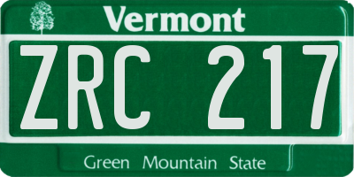VT license plate ZRC217