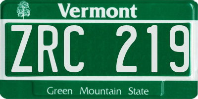 VT license plate ZRC219