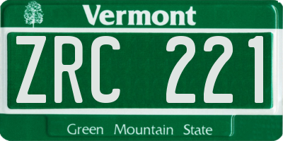 VT license plate ZRC221
