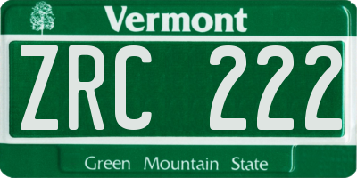 VT license plate ZRC222