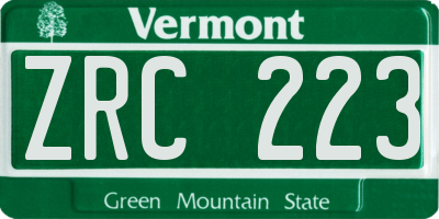 VT license plate ZRC223