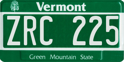 VT license plate ZRC225