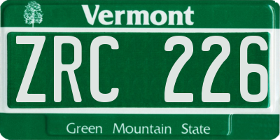 VT license plate ZRC226