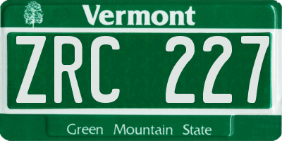 VT license plate ZRC227
